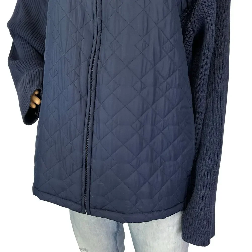 NWT Croft & Barrow Quilted Sweater Jacket Navy Blue Plus Size 3X - Picture 7 of 10